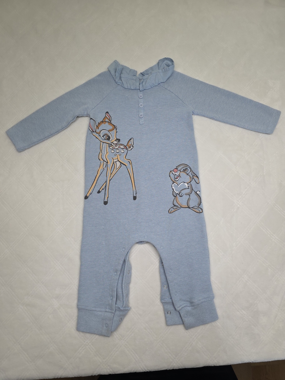 Disney Light Blue Ruffle-Neck One-Piece with Bambi and Thumper